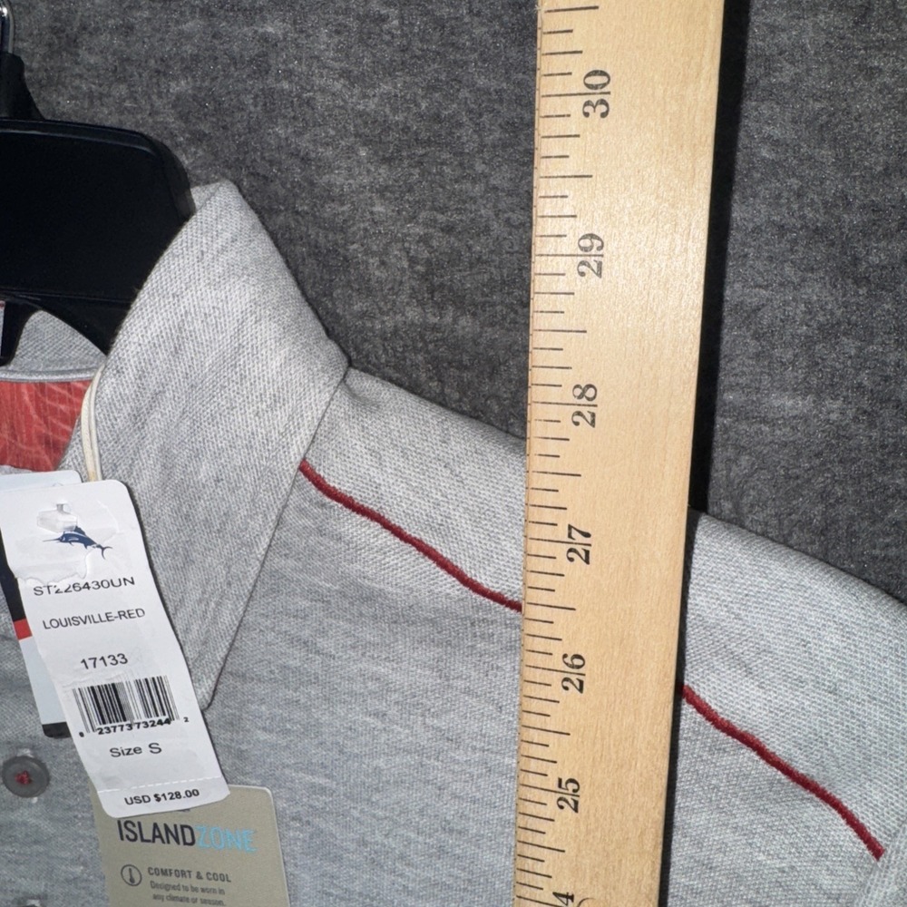 Louisville Cardinals Tommy Bahama Mens Island Zone Polo Shirt Gray Sz S NEW $128 - Picture 6 of 10